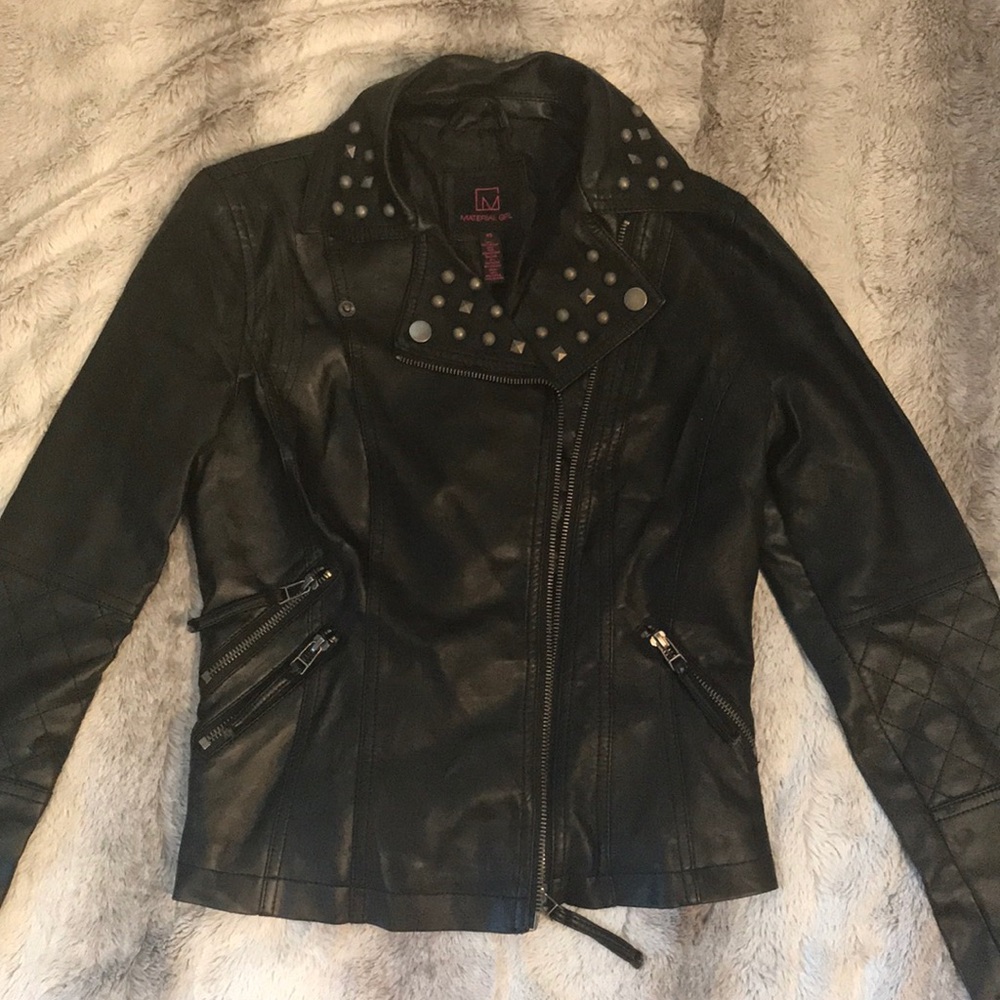 Material Girl Faux Leather Moto Jacket